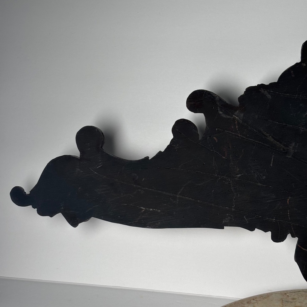 Vintage Wall Pediment 23x10 Dark Brown Ornate Rococo Scroll Overdoor Decor Wood - Picture 6 of 10